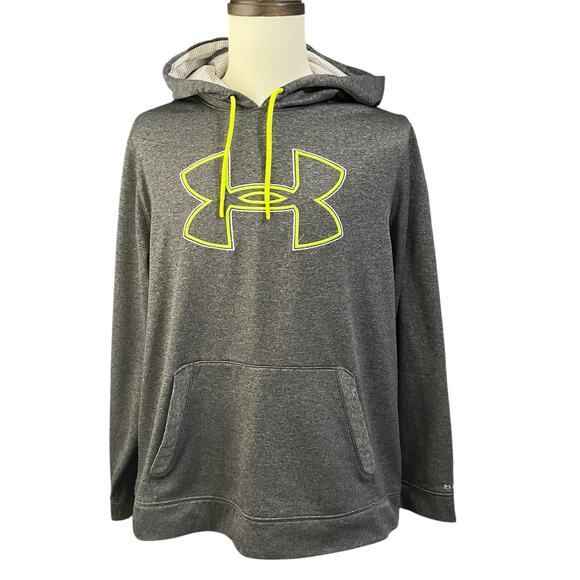 Under Armour | Men's Athletic Gray Yellow Loose Fit Hooded Storm Hoodie Sz XL - Picture 1 of 5
